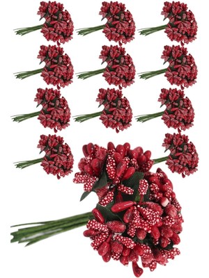 Kırmızı Çiçek Tomurcukları, 144 Adet, Doğal ve Şık Dekorasyon Ürünü
