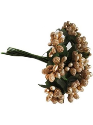 Altın Renkli Yapay Tomurcuk Çiçek, 144 Adet, 2cm x 2cm, Şık ve Doğal Görünümlü Ürün