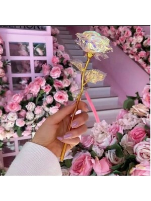 Renkli Kristal Gül, Şık ve Parlak Dekoratif Çiçek, Hediye ve Süsleme Için