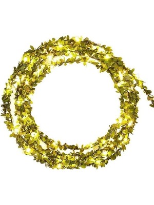 Yeşil 5 Metre Peri LED ve Telli Sarmaşık Yaprak Şerit, Dekoratif Aydınlatma