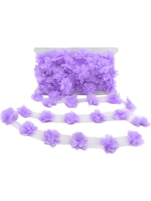Mor Lazer Gül 3m 36 Adet Organze Kumaş Yapay Çiçek Süsleme Paket