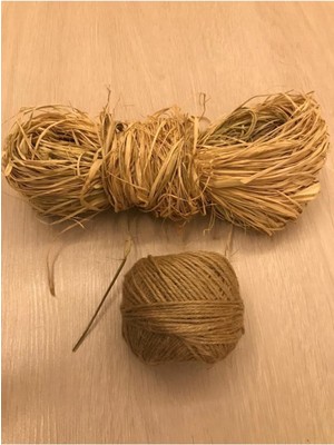 Sarı Doğal Rafya ve Jüt Kırnap, Hobi ve Süsleme Için Uygun, 1 Adet