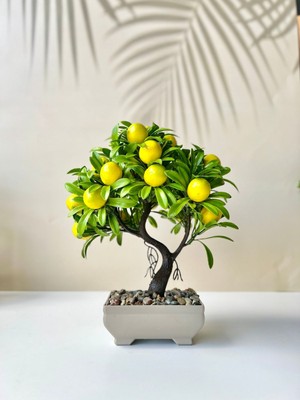 Canlı Sarı Yapay Limon Ağacı, Dekoratif ve Şık Ev Süsü
