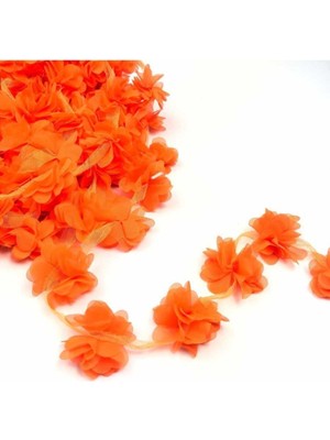 Turuncu Lazer Kesim Gül Seti 12 Adet, Organze Kumaş Süsleme ve Paketleme