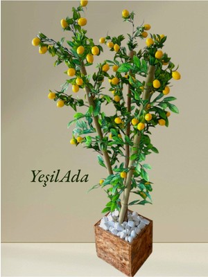 Yapay Limon Ağacı 1.35M Bambu Gövdeli, Canlı ve Şık Dekorasyon Için Ideal