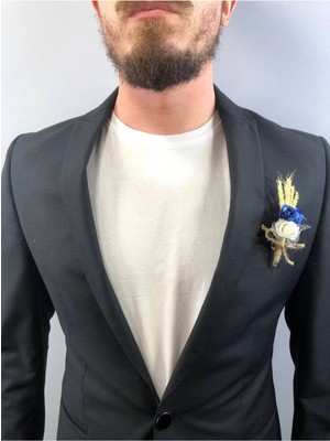 Mavi Beyaz Renkli Kağıt Damat Yaka Çiçeği, Şık ve Renkli Dekorasyon Aksesuarı