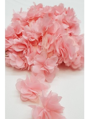 Somon Lazer Gül, 36 Adet Organze Kumaş Yapay Çiçek, 3m Lazer Kesim Süsleme Paketi