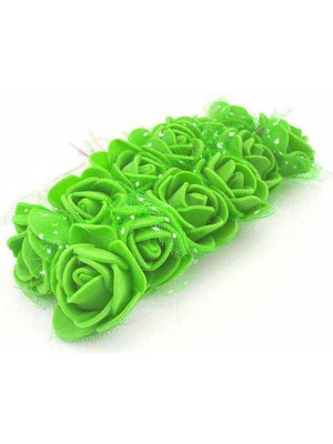 Yeşil Tüllü Lateks Gül, 2.5cm En, 7cm Boy, Paket 144 Adet