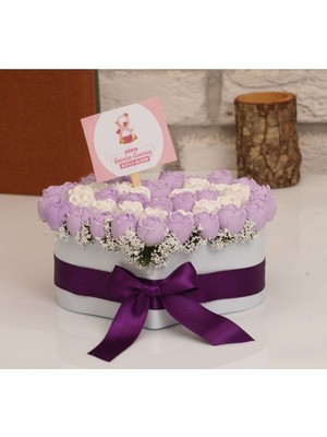 Mor Kalp Saksıda Hoş Kokulu Taş ve Çiçek Aranjmanı, Sevgiyle Tasarlandı.