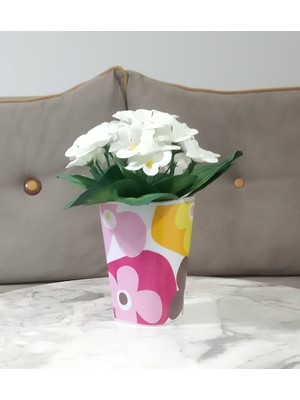 Yapay Çiçekli Dekoratif Vazo, 7X7X1, Iç ve Vazo Dahil, Canlı Görünüm