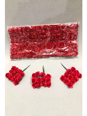 Kırmızı Kağıt Gül Çiçek, 144'LÜ Paket, Şık ve Renkli Süslemeler