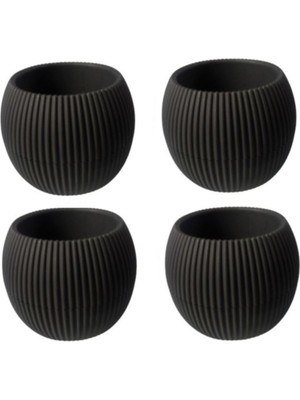 Antrasit Gri Mini Sukulent Saksılar, 10X8 Cm, 4'lü Set