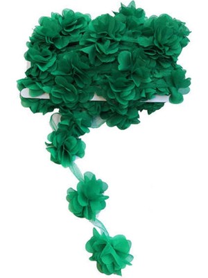 Büyük Yeşil 120 Çiçekli Lazer Kesim Tül Dekorasyon Parçaları