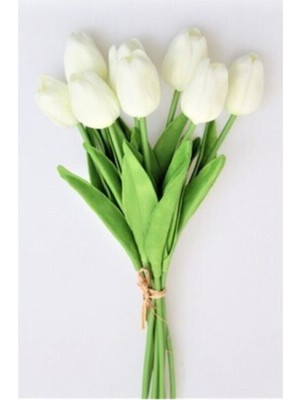 Beyaz Yapay Lale 8'li Set, Şık ve Kullanışlı Dekoratif Çiçekler