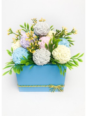 Canlandırıcı Bahar Kokulu Taş Aranjmanı, Mavi Renkli, Ferah ve Şık Dekorasyon Parçası