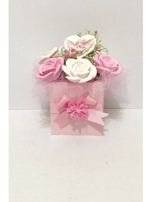 Pembe Güller ve Melekliler Kokulu Taş Aranjmanı, Şık ve Zarif Dekorasyon Süsü