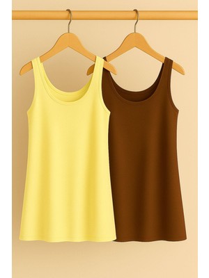 2 Adet A Kesim Rahat Kalıp Basic Kalın Askılı Atlet Tişört