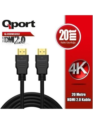 Qport Q-HDMI202  20M HDMI Altın Uçlu 2.0V 4K Kablo