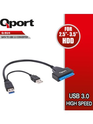 Qport Sata To Usb3.0 Çevirici USB Güç Destekli (Q-Su4)