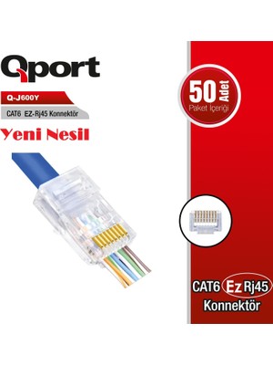 Qport Q-J600Y Cat6 EZ-RJ45 50'lik Yeni Nesil