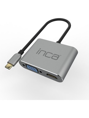Inca ITPC-06T  15CM Tip-C=>hdmı+Vga+Usb Hub