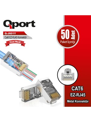 Qport Q-J601Y Cat6 EZ-RJ45 50'lik Yeni Nesil