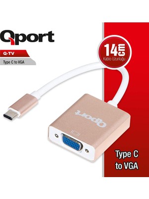 Qport Q-Tv Tıp-C(M)=>Vga(F)1920*1080p 60hz Çeviric