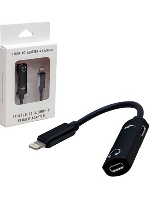 Powermaster Pm-3770 2in1 Lightning Girişli Şarj Ve Kulaklık Çevirici Kablo