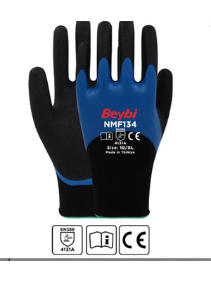 Beybi Nmf134 10beden 12lı Double Mikro Köpük 3-4 Nitril Kaplı Polyester Örgü Eldiven