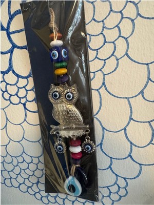 Mavi Metal Baykuş Nazarlık, Şık ve Koruyucu Tasarım, El Yapımı Aksesuar