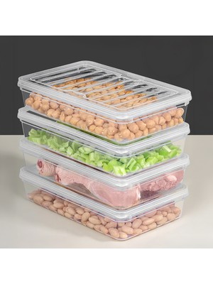 4'lü Şeffaf Kapaklı Mikrodalga Uyumlu Saklama Kabı - Organizer Düzenleyici Gıda Erzak Kabı 4X1200ML