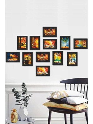 12'li 15X10 cm Mdf Lazer Kesim Resim Çerçevesi Siyah, Şık ve Zarif Tasarım