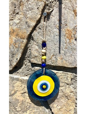 El Yapımı Mavi Balkon Süsü, 10 Cm, Duvar Dekorasyonu, Nazar Boncuğu Tarzı