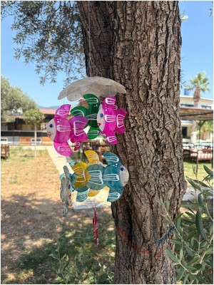 Renkli Balık Figürlü Rüzgar Çanı, Duvar ve Bahçe Dekorasyonu Için Şık Süs