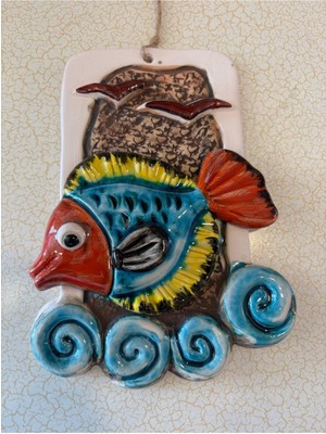 Renkli Seramik Balık Duvar Asması, Balkon ve Bahçe Dekorasyonu Için Şık Detay