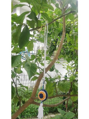 Mavi El Örgüsü 2 Adet Dekoratif Nazar Boncuğu Ağaç ve Duvar Süsü