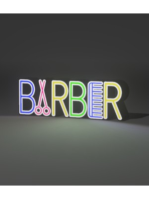 Renkli LED Işıkla Berber Duvar Dekoru, Şıklık ve Tarz Kat!