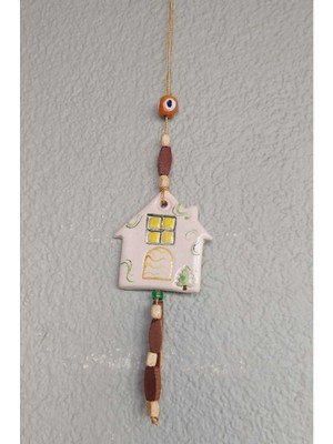 El Yapım Seramik Nazar Asmağı 6cm, Pembe, Ev Dekorasyonu Süsü