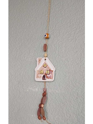 El Yapımı Seramik Nazar Asmalı Ev Süsü, 5X6CM, Şık ve Renkli Işıltılı Detaylar