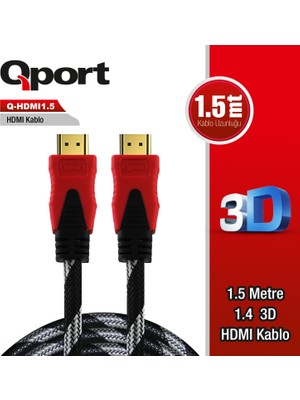 Qport Q-Hdmı1.5 1,5m Hdmı Altın Uçlu 3d V1.4 Kablo