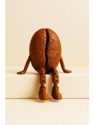 Sevimli Oturan Kahve Figürü, Dekoratif ve Hareketli Kahve Süsü