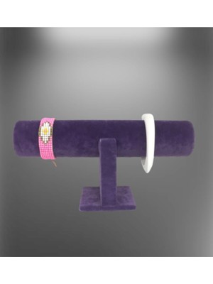 About The Perfect Mor Kumaş Bileklik ve Saat Standı, Şık ve Kullanışlı Dekoratif Ürün.