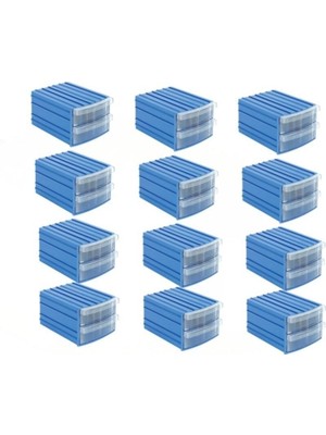 2 Çekmeceli Plastik Oval Kutu Seti, 12'li, Düzenli ve Şık Depolama Çözümü