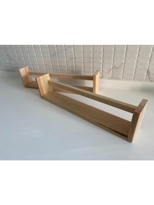 Kahverengi Ahşap 2'li Düz Ters Çalışma ve Banyo Mutfak Rafı, Duvar Asma Aparatı