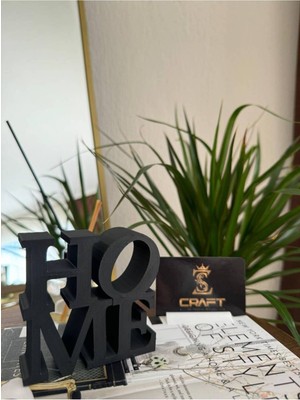 Şık Siyah Ev Yazılı Dekoratif Biblo, Modern ve Zarif Tasarım