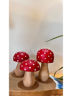 Kırmızı Dekoratif Mantar Biblo, Şık ve Doğal Görünümle Evinizde Sıcaklık Sağlar