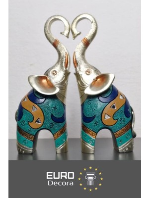 Fil Kaideli Dekoratif Set, 21 Cm, Ev ve Ofis Için Modern Süs Objesi