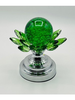 Yeşil Taşlı Ayaklı Damlalı Küre Kristal Obje, Şık ve Doğal Dekor Parçası