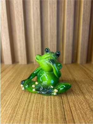 Yeşil Reçine Minyatür Kurbağa Biblosu, Dekoratif ve Şık Detay.