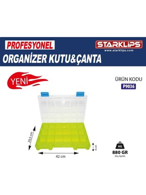 Fosforlu 20 Bölmeli Plastik Organizer Çanta, Hobi ve Vida Düzenleyici Kutu